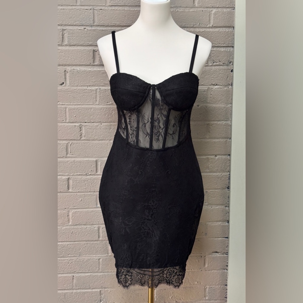 Fashion Nova NWT Black Lace Corset Dress